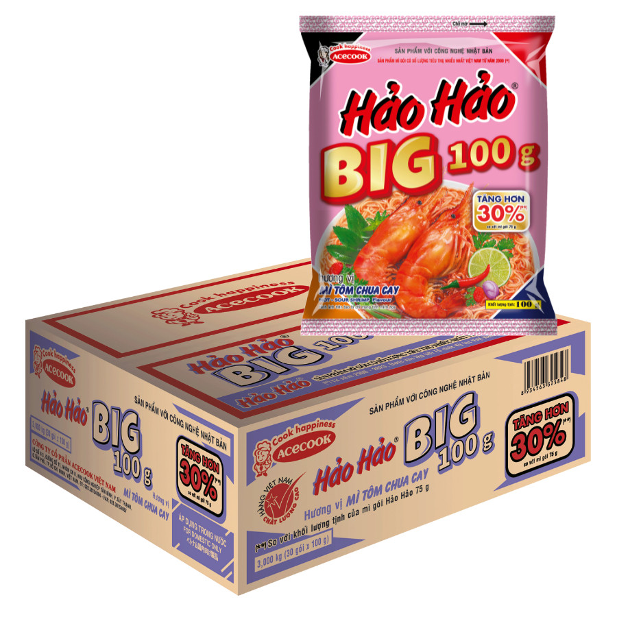 (Acecook) Thùng 30 Gói Mì Hảo Hảo Big Gói 100g