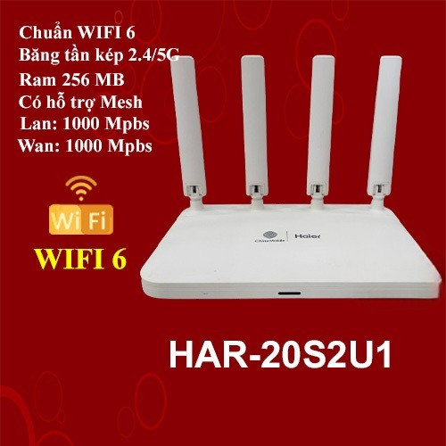 [ English ] Bộ phát wifi Router wifi HAIER HAR-20S2U1, wifi 6, ó mesh, ax1800, 4 râu , sóng mạnh Hàn