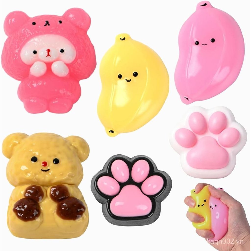 Đồ chơi thần tài Taba Squishy 6 chiếc, Đồ chơi bóp giác quan giảm căng thẳng siêu mềm cho trẻ em và 