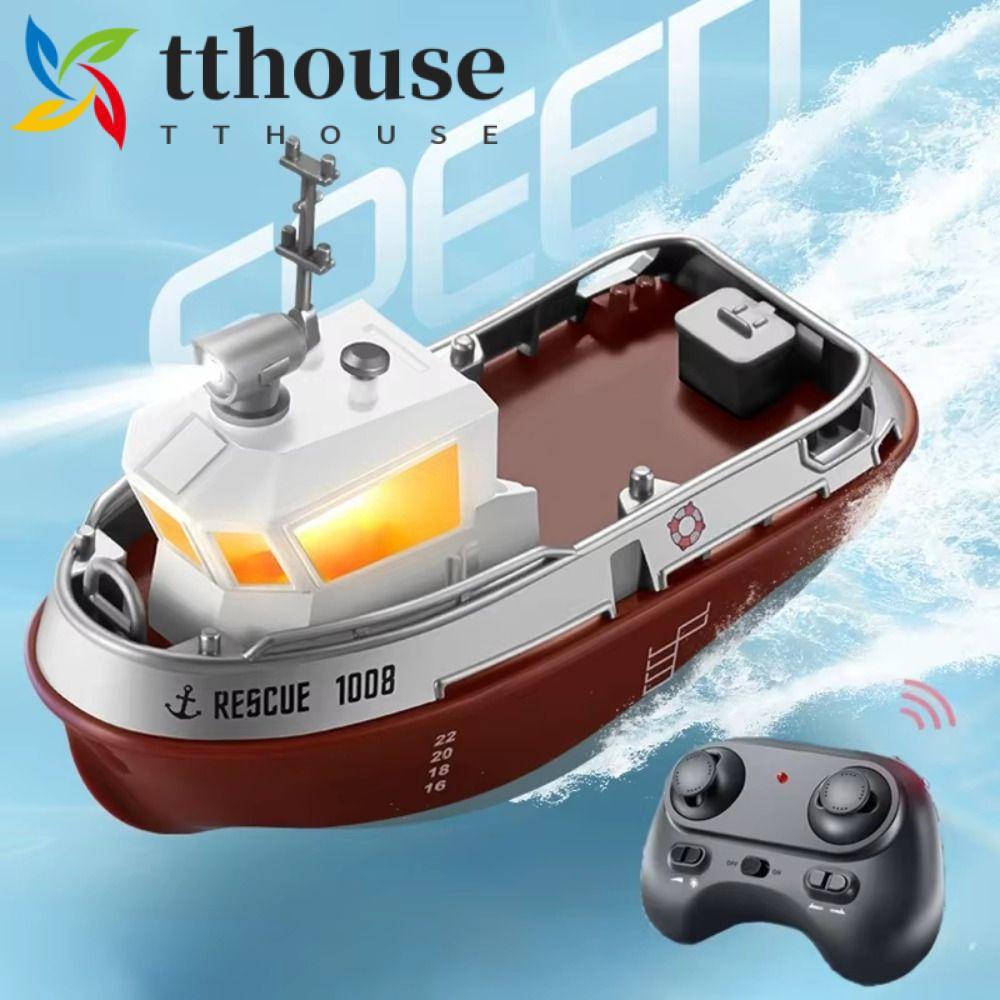 TTHOUSE RC Tugboat, Tàu điều khiển từ xa đèn LED động cơ kép, Đồ chơi mô hình mạnh mẽ Tỉ lệ 1: 32 Đi