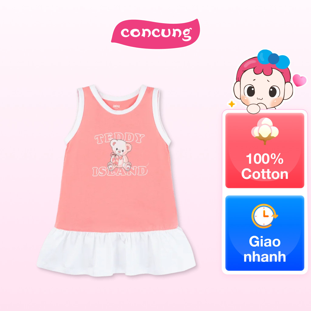 Đầm bé gái Animo Easy LU0625019 (2Y,Hồng,TT02)