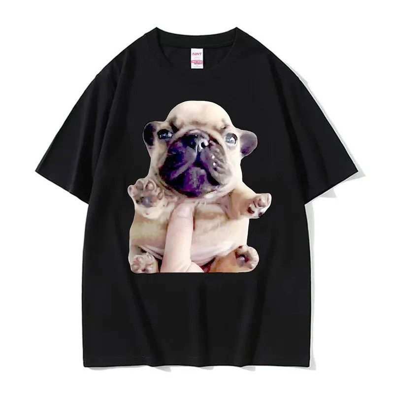 Pháp Bulldog Ngộ nghĩnh Áo Thun Pibble Meme unisex Áo Dễ Thương Cao Cấp Nam 1 Cotton Đường Phố Quần 