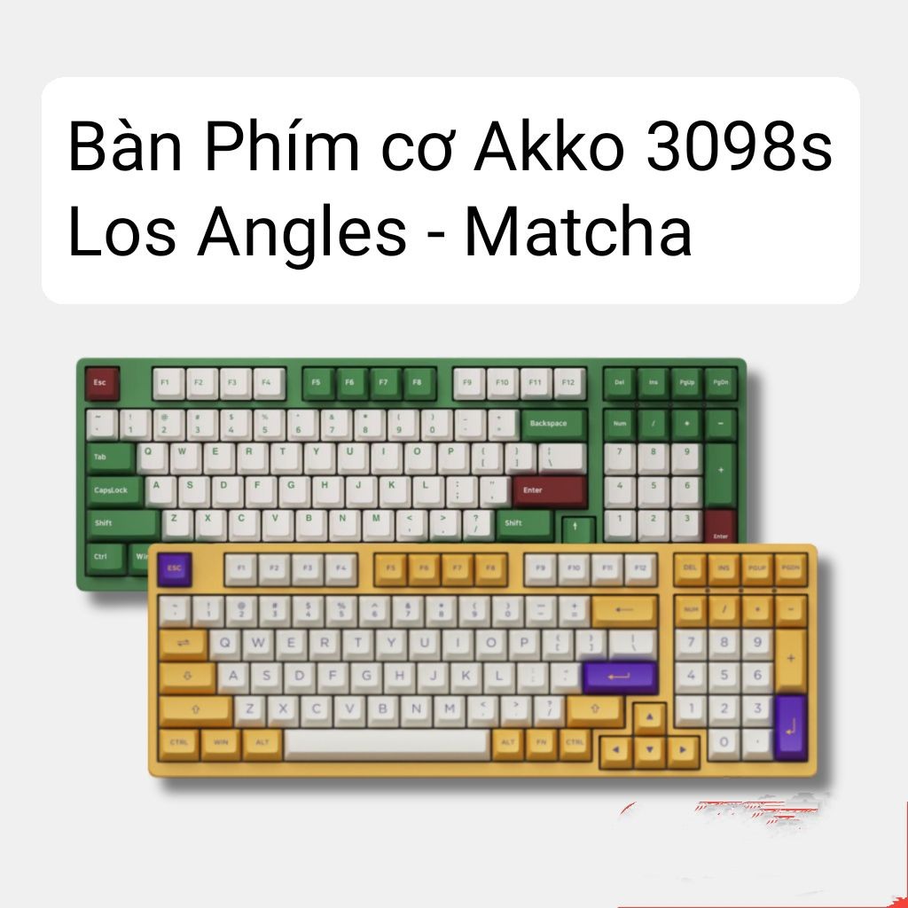 Bàn phím cơ Akko 3098S Los Angeles - 3098S Matcha  (PBT Double Shot/Rainbow LED/ ASA profile)