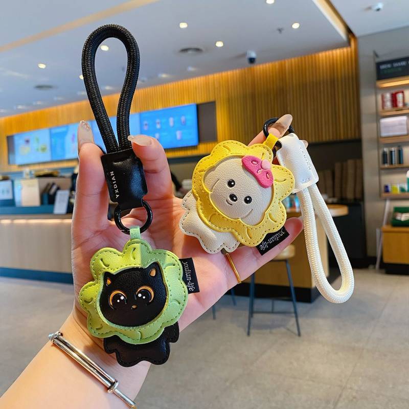 Leather Little Cat Cartoon Key Button Lovely Bag Ornaments Hakimi Key Chain Small Gift wVdC