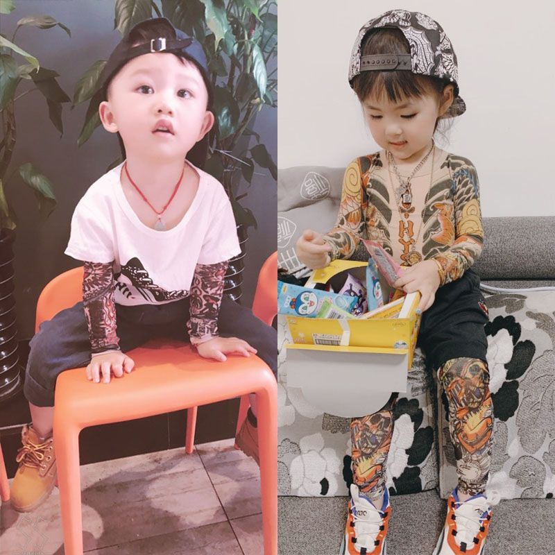 A New Product[3765Positive Review]Children's Ice Silk Sun Protection Arm Sleeves Flower Arm Tattoo B