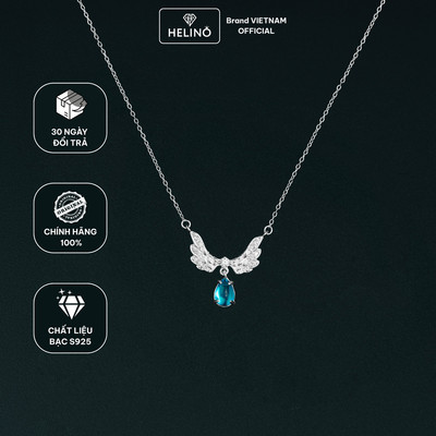 Dây chuyền bạc nữ HELINO cánh thiên thần đá Moonstone đổi màu, trang sức phụ kiện lấp lánh C47