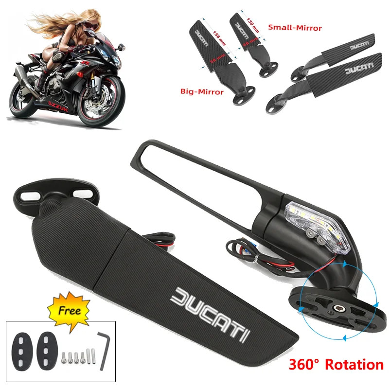 Gương Cánh Xe Máy Cho Ducati 848 916 996 998 999 Panigale 1198 1098 1199 Gương Chiếu Hậu Xoay Có Thể