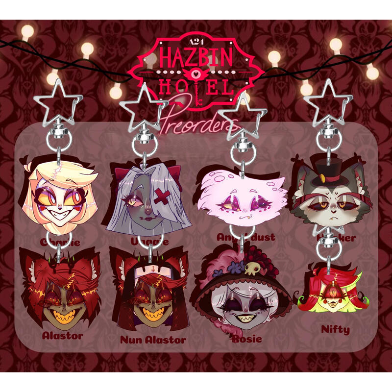 5Cm Hazbin Hotel Star Chain Keychain Acrylic Bag Decoration Pendant for Helluva Boss Character Model