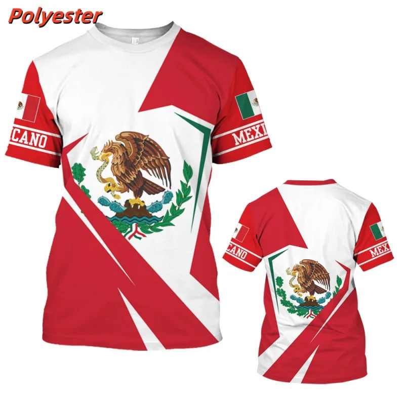 3D In Hình Mexico Cờ Áo nam Họa Tiết Biểu Tượng Mexico Tee Mùa Hè Thường Ngày Rời Cổ Tròn Top Áo Sơ 
