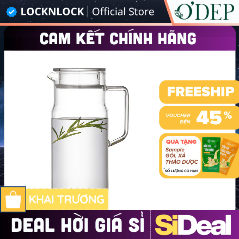 Bình nước thuỷ tinh LocknLock 1.2L chịu nhiệt Metro Glass LLG6100 - SIDEAL SIA
