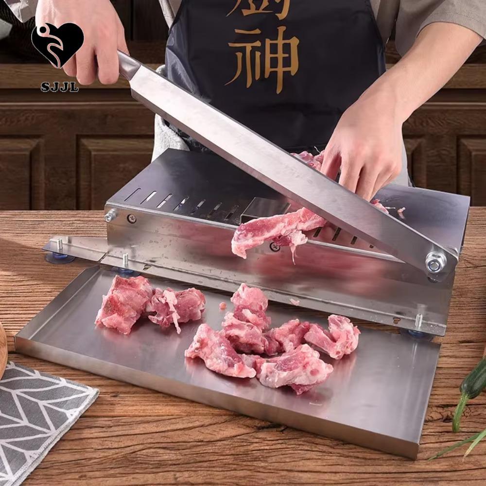 Máy Thái Thịt SJJL, Hướng Dẫn Sử Dụng Có Khay Bảo Quản Máy Cắt Xương, Độ Dày Đa Năng Có Thể Điều Chỉnh Chống Rỉ Thép Không Gỉ Máy Cắt Cuộn Thịt Cừu Nhà Hàng