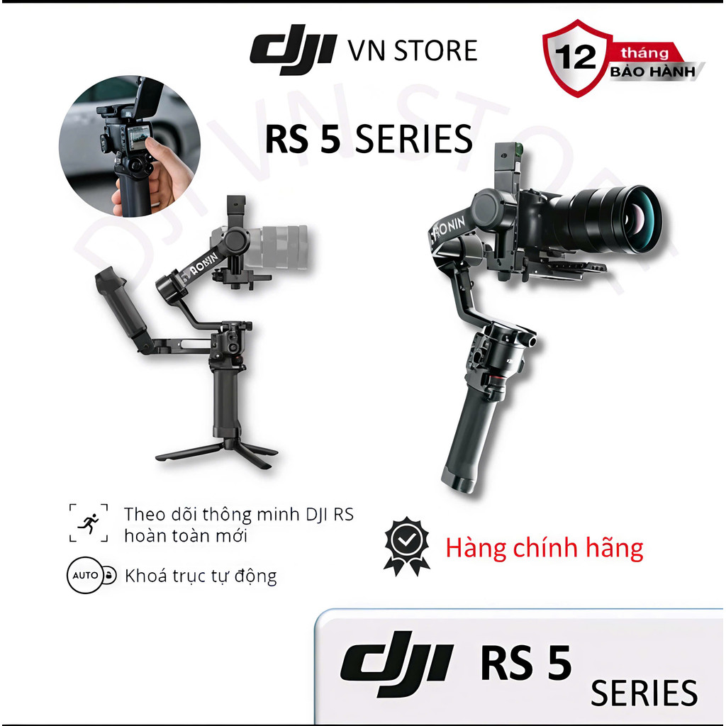 Gimbal Chống Rung DJI RS 5 – Tải Trọng 3kg – Tracking Thông Minh – Pin Bền Bỉ – Chính Hãng DJI VN