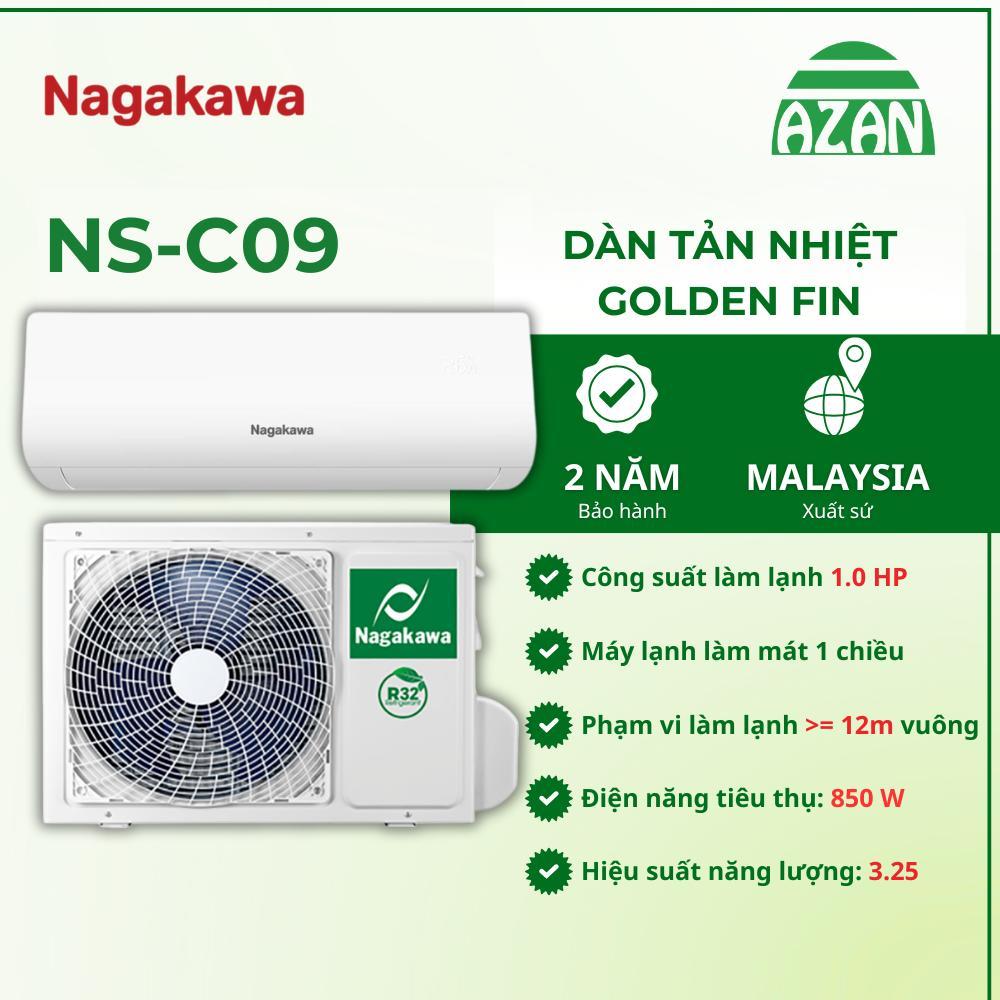 Máy lạnh NAGAKAWA NS-C09R2B52 – Công suất làm lạnh 1.0 HP – Điện năng tiêu thụ 850W – Chính hãng bảo