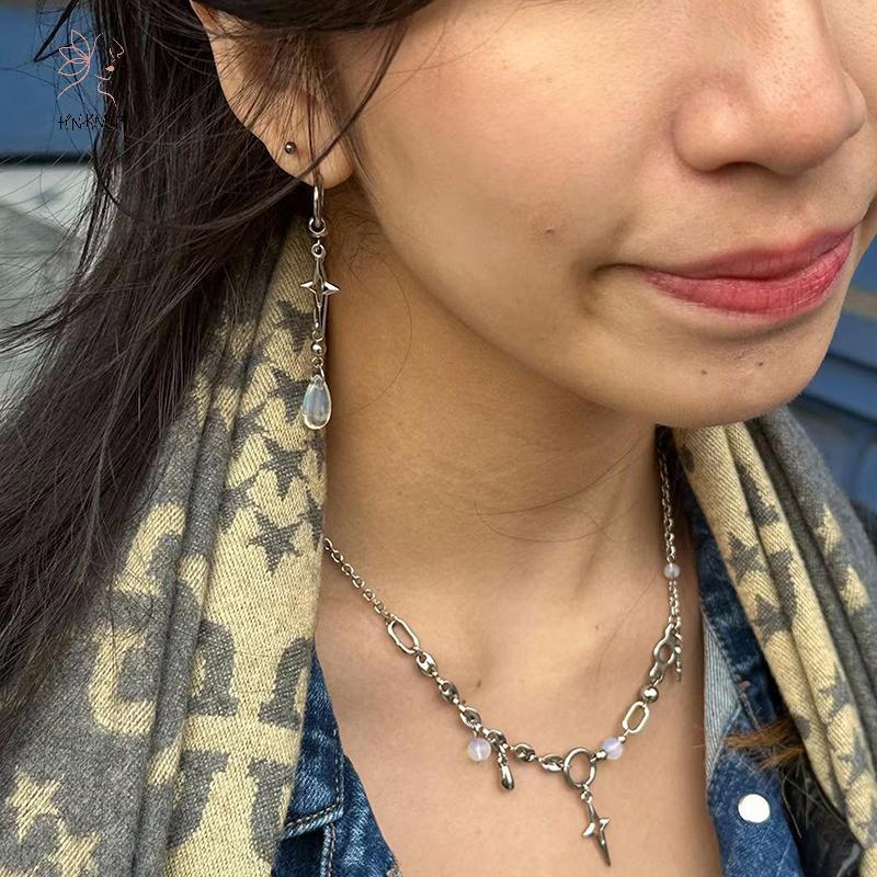 HNKMP Phụ Kiện Thời Trang Dễ Thương Polaris Mặt Dây Chuyền và Hoop Earings Phong Cách Y2K Gothic, Ma