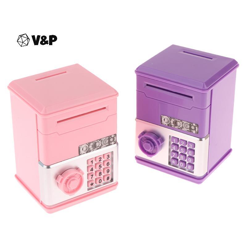 V & P Trẻ Em Tiền Ngân Hàng Mật Khẩu Heo Đất Mini ATM Tiền Đồng Xu Hộp Tiền Cho Trẻ Em Đồ Chơi Sinh 