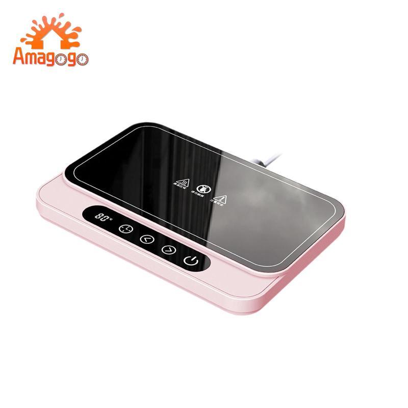 Máy hâm nóng cà phê Amagogo Điều khiển nhiệt độ 50W với hẹn giờ Màn hình kỹ thuật số Máy sưởi đồ uống Hộp đựng thực phẩm di động Đế sưởi ấm Chất liệu PP Tự động tắt