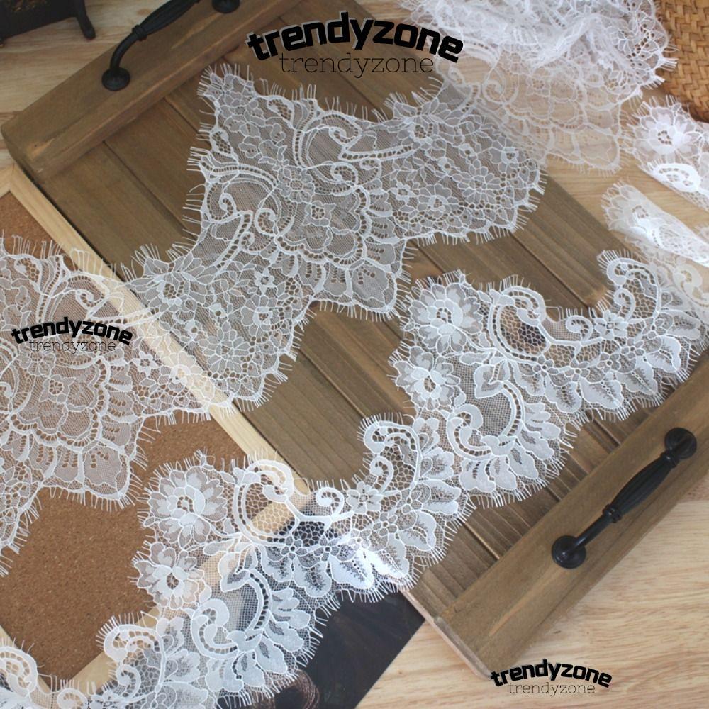 Trendyzone A0 - Ren thêu hoa chất liệu ren rỗng, vải thêu ren viền râu cạnh và dây ruy băng để trang