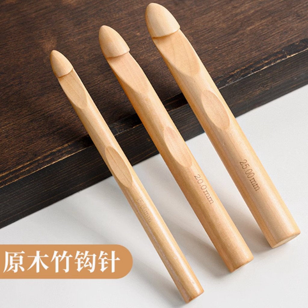 Log Móc Gỗ Hình Trụ Móc Dày 15mm20mm25mm Đan Tay diy Iceland Len Dày Kim Iceland Phong Cách ZQIT