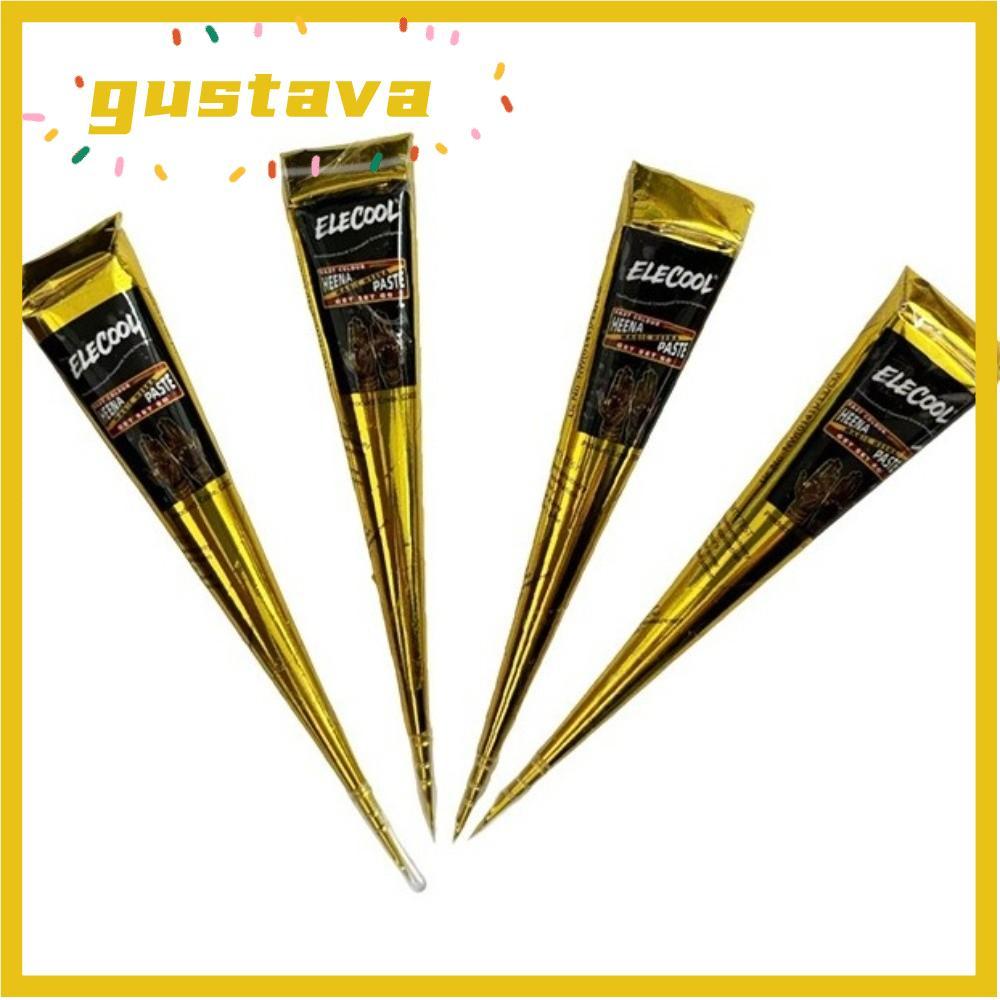 GUSTAVA Henna Tattoo Cream, Bán vĩnh viễn Dễ sử dụng Henna Paste Cone, Body Art Black Brown Tạm thời