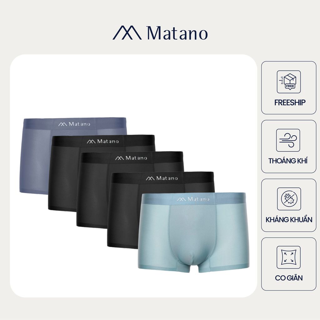 [COMBO 5] Quần Lót Boxer Nam Lụa Băng Thông Hơi MATANO QL066 Chất liệu mịn cao cấp, siêu nhẹ, không 