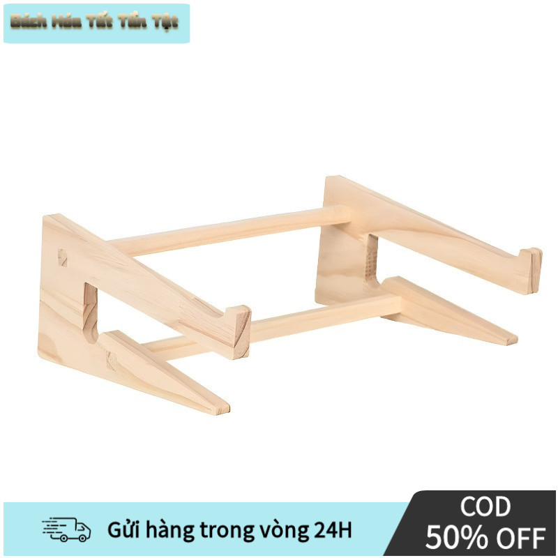 Giá Đỡ Laptop Để Máy Tính Bằng Gỗ Cao Su Tự Nhiên 100%, Màu Nâu, Màu Gỗ Tự Nhiên, Vô Cùng Chắc Chắn Và Đẹp Mắt, Độ Bền C