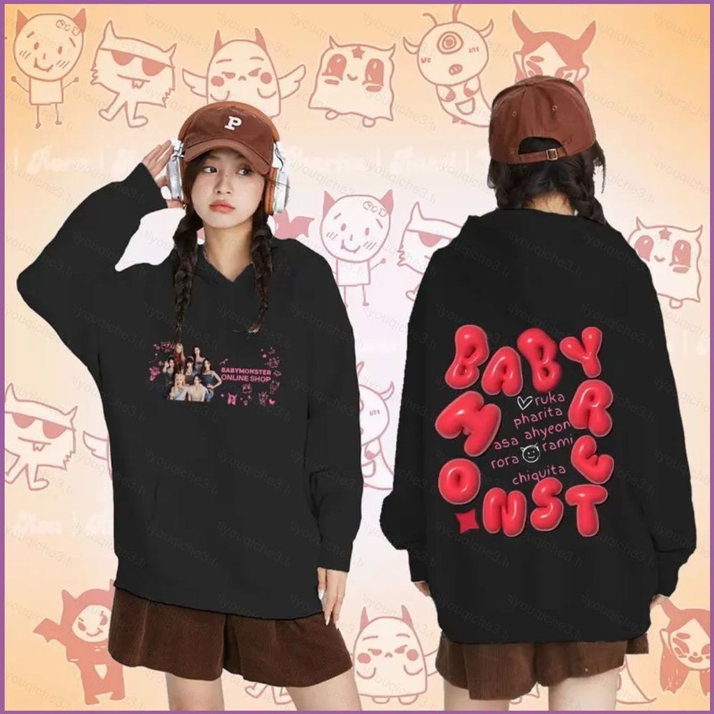 Áo hoodie unisex dài tay BABYMONSTER RAMI AHYEON RORA ASA - SY3