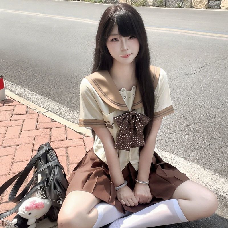 Doodle Island JK [Doodle Bear] Bộ đồ thủy thủ mẫu giáo Nhật Bản chính hãng Bộ đồ đồng phục cô gái mề