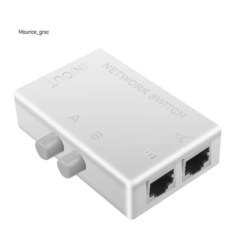 Công tắc mạng RJ45 màu trắng 2 cổng LAN Ethernet Network Box Switcher RJ45 Splitter Cổng kép 2 chiều