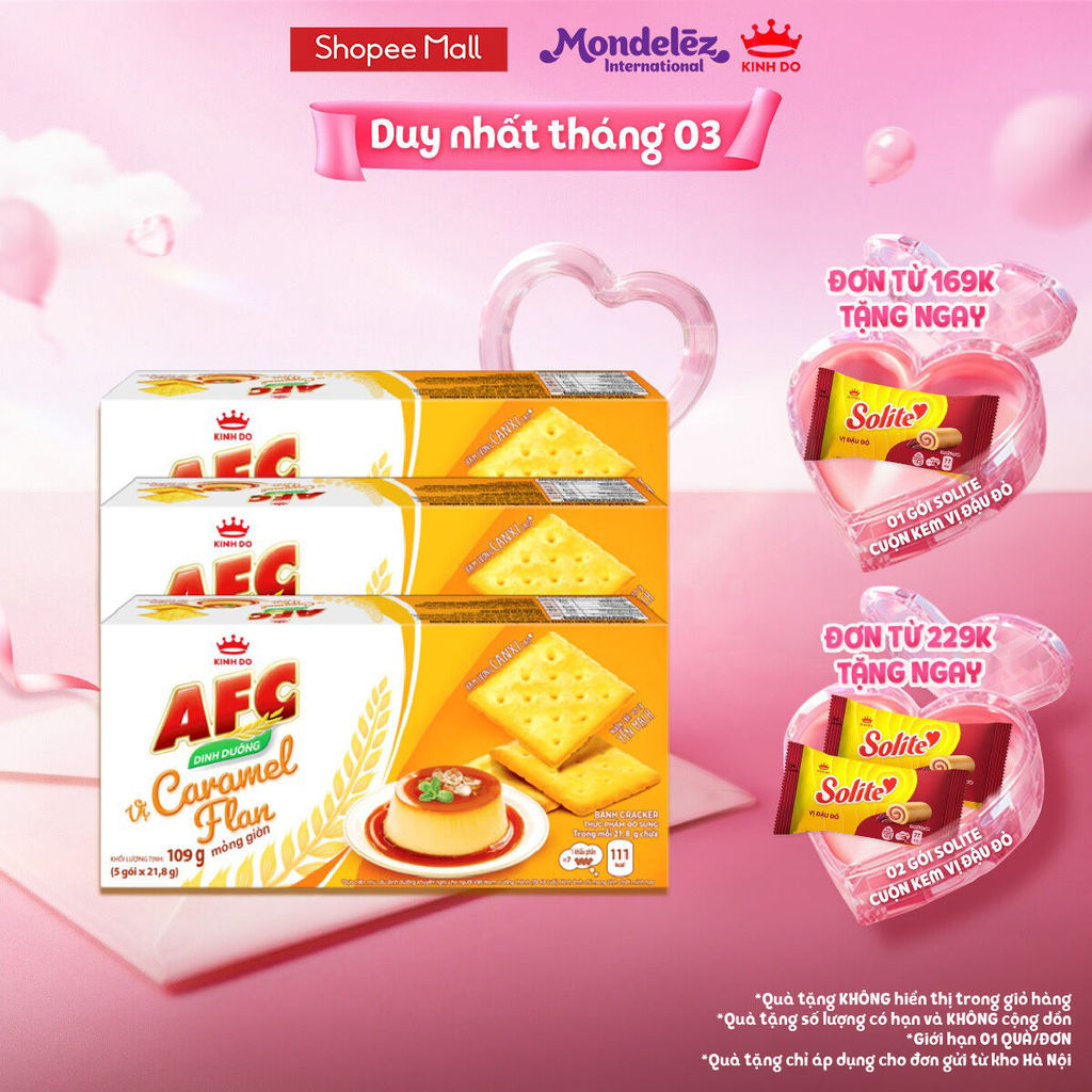 Bánh Cracker Dinh Dưỡng AFC Vị Caramel Flan/Cốm Non, Combo 3 Hộp X 109G/Combo 2 Hộp x 261.6G - LIVE