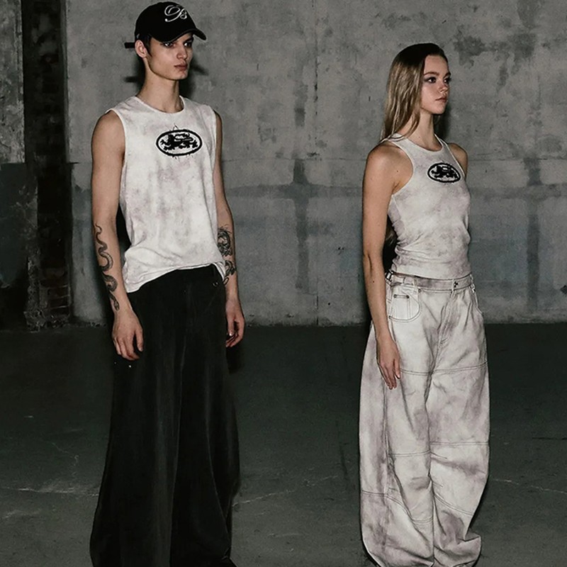 Badblood  bcac Series of casual retro washed distressed tank tops for women