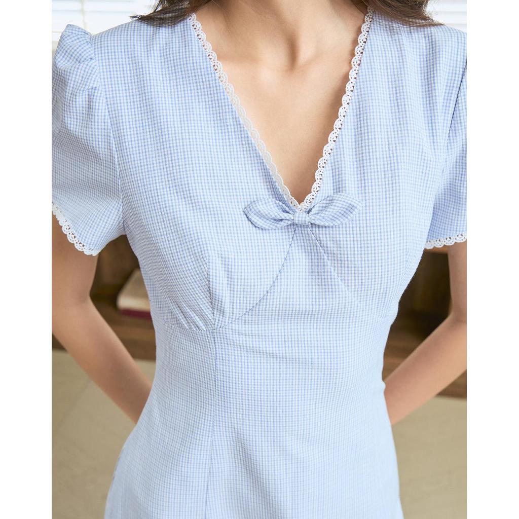 Đầm nữ dáng dài cổ tim tay phồng THE C.I.U, váy maxi form ôm tôn dáng thanh lịch – Lotus Dress | BigBuy360 - bigbuy360.vn