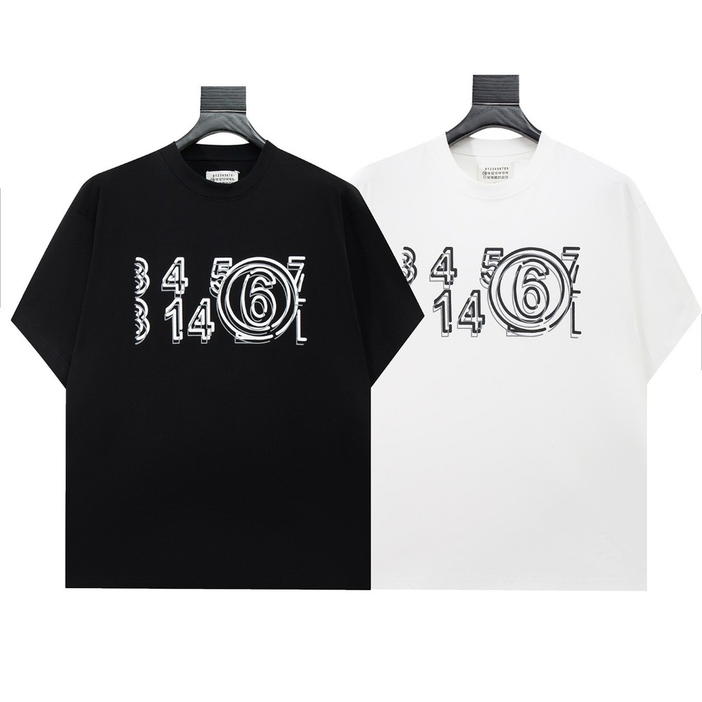 TWAM MM6 New model with numbers on the chest6Printed round Neck Short Sleeve T T-shirt Men and Women
