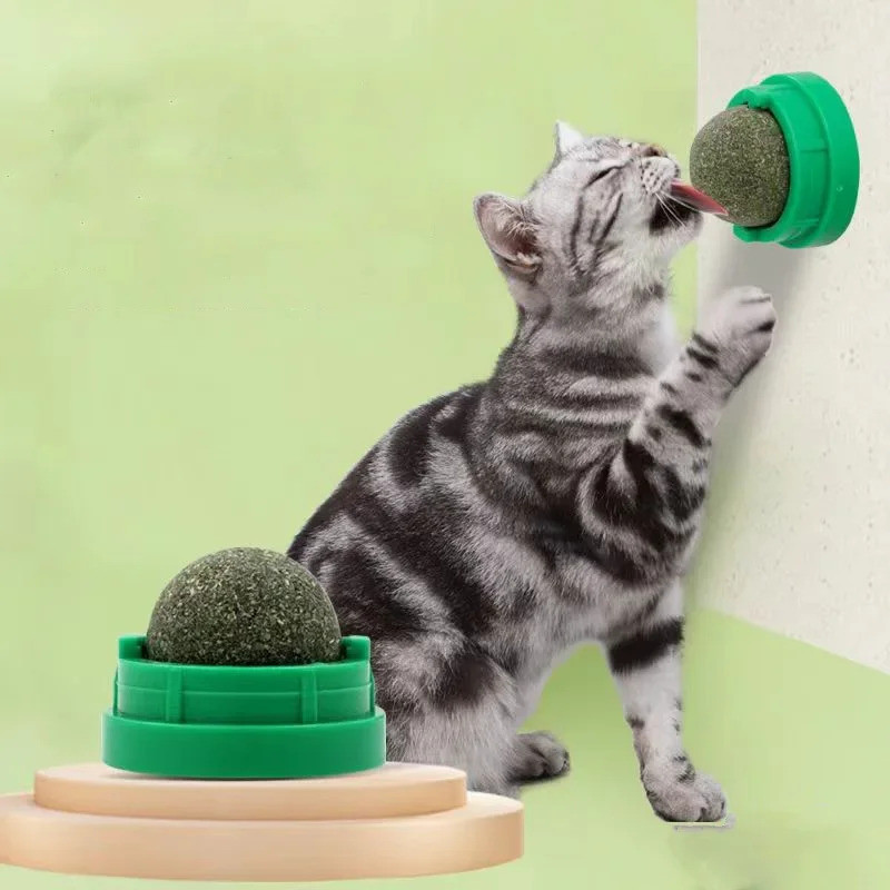 Catnip Cat Wall Stick-on Ball Toy Scratchers Treats Healthy Natural Removes Balls to Promoting Diges