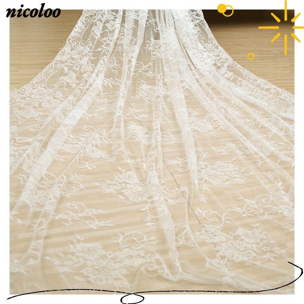 Vải ren lông mi NICOLOO, Vải ren thêu hoa đen trắng, May ren vải thêu váy cưới ren váy cưới may