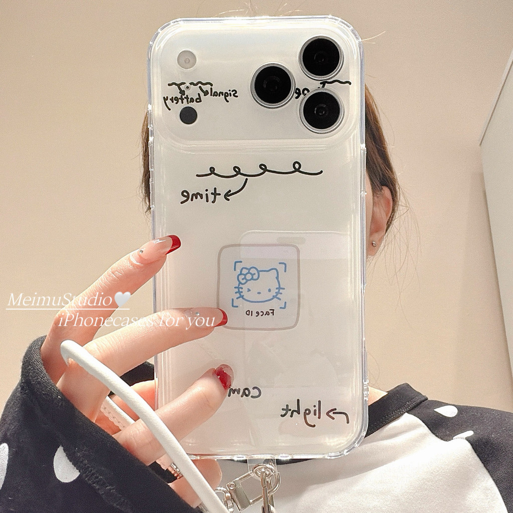 Meimu ins Mèo Graffiti Sáng Tạo Đơn Giản Thích Hợp Cho iphone17promax Vỏ Điện Thoại Apple 16 Phong C