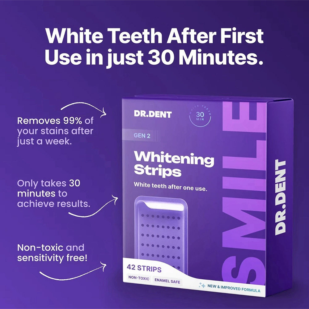 Dr Dent Professional Teeth Whitening Strips 42 Count, Safe for Enamel