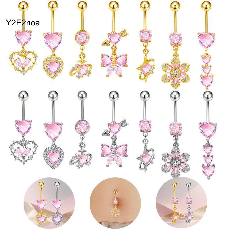 Y2E2noa Pink Crown - Áo Dài Bụng Nút Nhẫn, Trang Phục Hàng Ngày Dành Cho Nữ