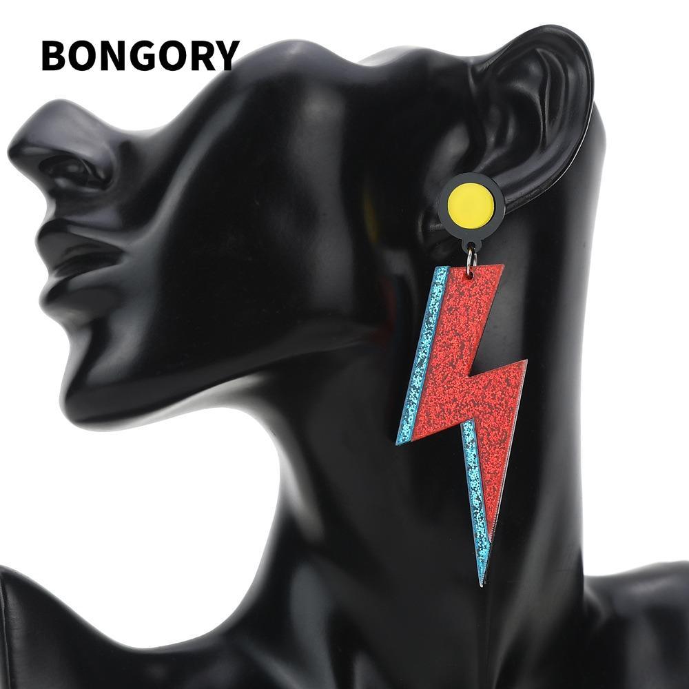 BONGORY Punk Bông Tai Phụ Kiện, Mặt Dây Chuyền Lightning Lightning Mặt Dây Chuyền Bông Tai, Bông Tai