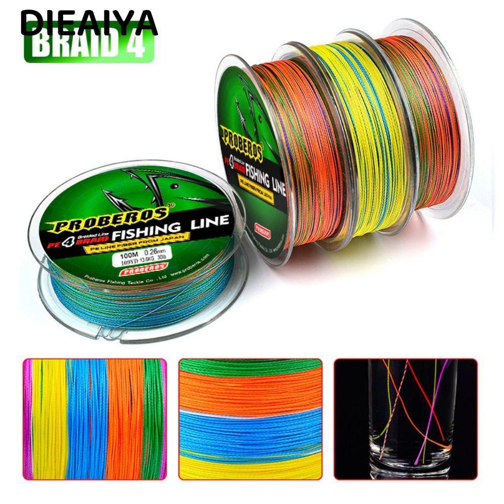 Cuộn dây thun DIAIYA, PE câu cá PE Dây câu cá Plaited, phong cách 100m 4 đứng Angling Dây vô hình 10