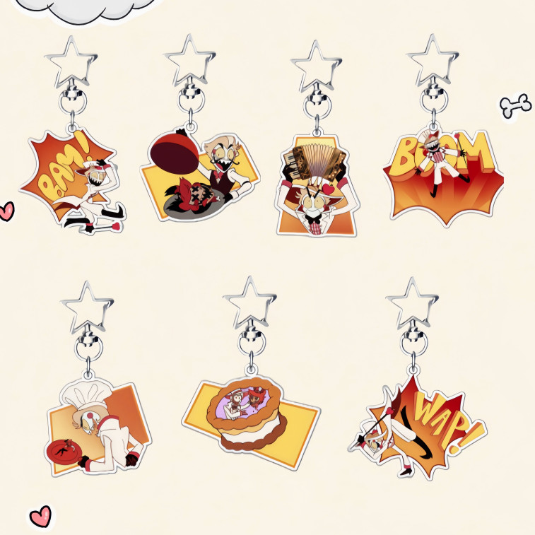 6Cm Acrylic Keychain for Hazbin Hotel Lucifer Keychain Backpack Pendant Anime Peripherals Collection