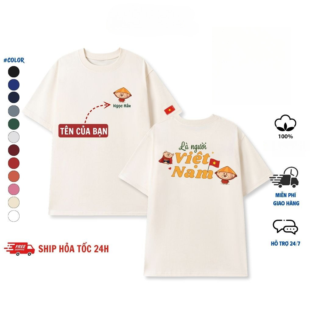 COD✅ (Hồ Chí Minh)RTOML Áo thun Việt Nam Áo thun Việt Nam in tên con gấu Vật liệu của người Việt Nam