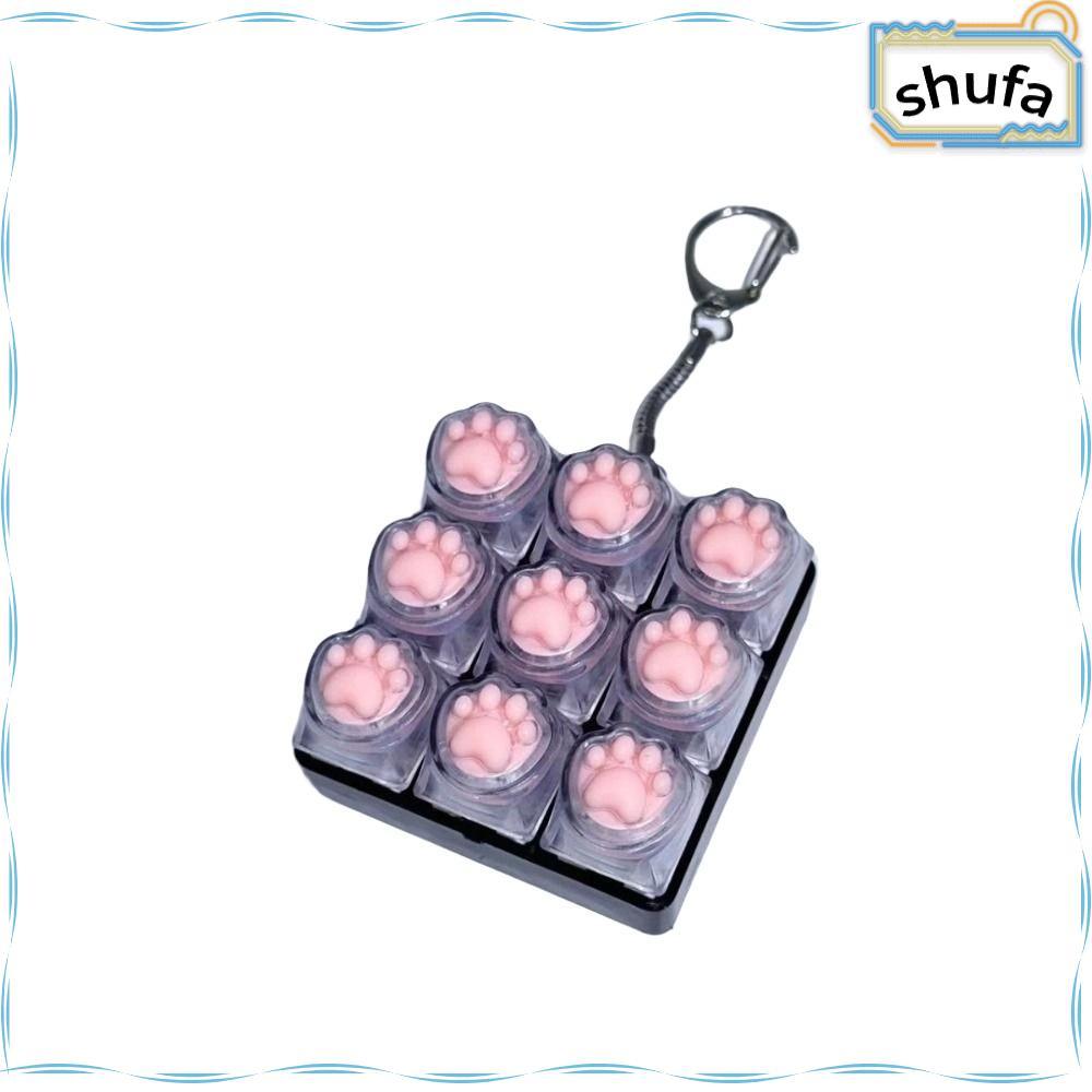SHUFA Fidget Móc Khóa, 9 Phím Keycap Bàn Phím Clicker Đồ Chơi, Thư Giãn Vượt Qua Thời Gian Hình Mèo 