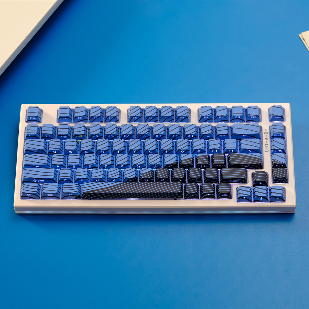 Xanh Đen Sóng Bên Khắc Trong Mờ Keycap PBT Thăng Hoa Bàn Phím Cơ Nắp wooting Mega Lion