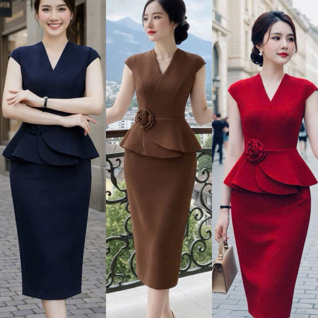 MeiHouse - Đầm body dự tiệc công sở chất Umi sang chảnh thanh lịch BigSize, Đầm trung niên sang trọn