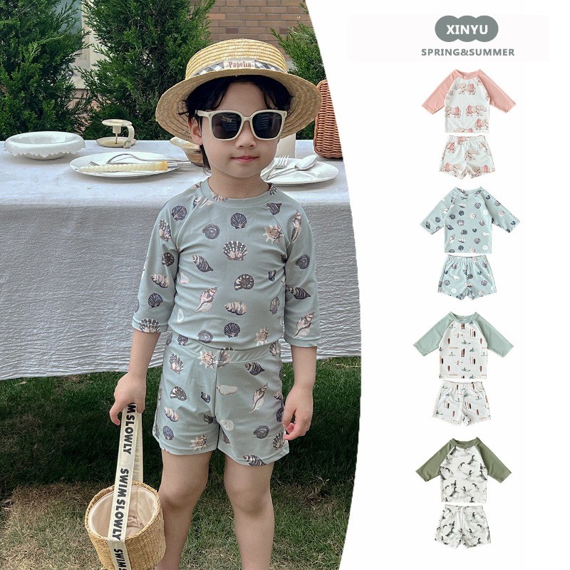 [0-8 Tuổi] Bộ đồ bơi chia đôi kỳ nghỉ cho trẻ em Bộ đồ bơi chống mồ hôi mùa hè Bộ đồ bơi bé trai bé 