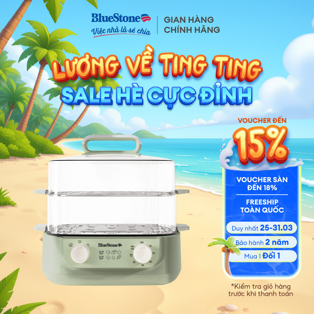 Nồi Hấp Đa Năng BlueStone MPB-7235 | 1500W – Dung Tích 12L – Lòng Nồi 3L – Hấp Nhanh, Giữ Trọn Dinh Dưỡng – BH 2 Năm