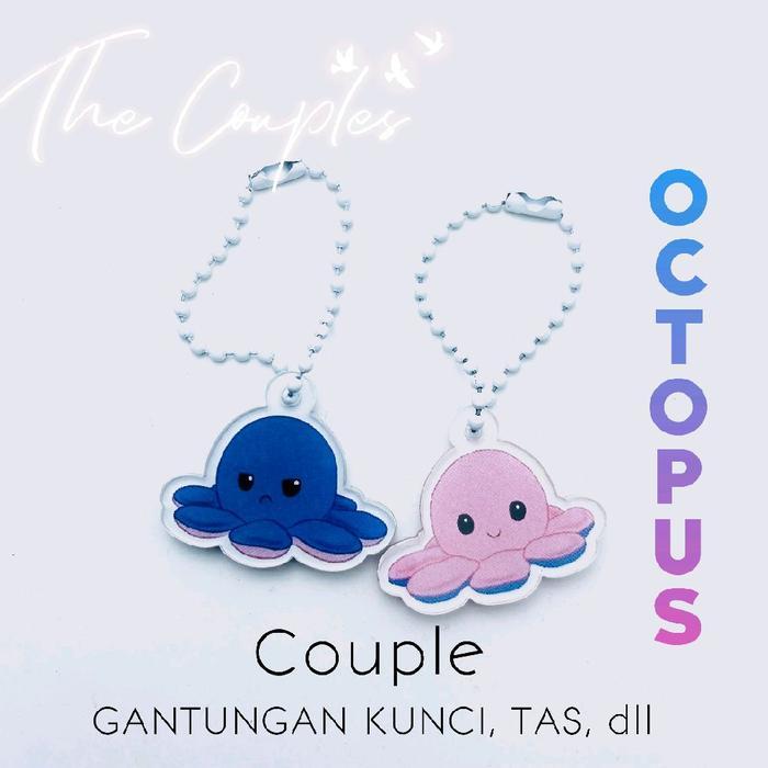 Gantungan Kunci Couple Acrylic Lucu OCTOPUS Mewah Cute Premium Keychain Bahan Akrilik Tebal Awet Tah