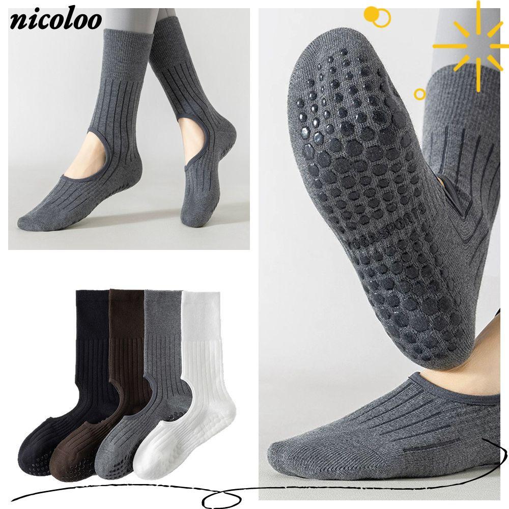 Tất Pilates NICOLOO, Tất tập Yoga thoáng khí bằng vải Cotton, Tay cầm chống trượt thông thường Haraj
