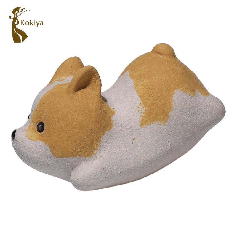 Corgi Puppy Tea Đồ trang trí cho thú cưng Trà cát tím Trà thú cưng Chơi thủ công Kungfu dễ thương