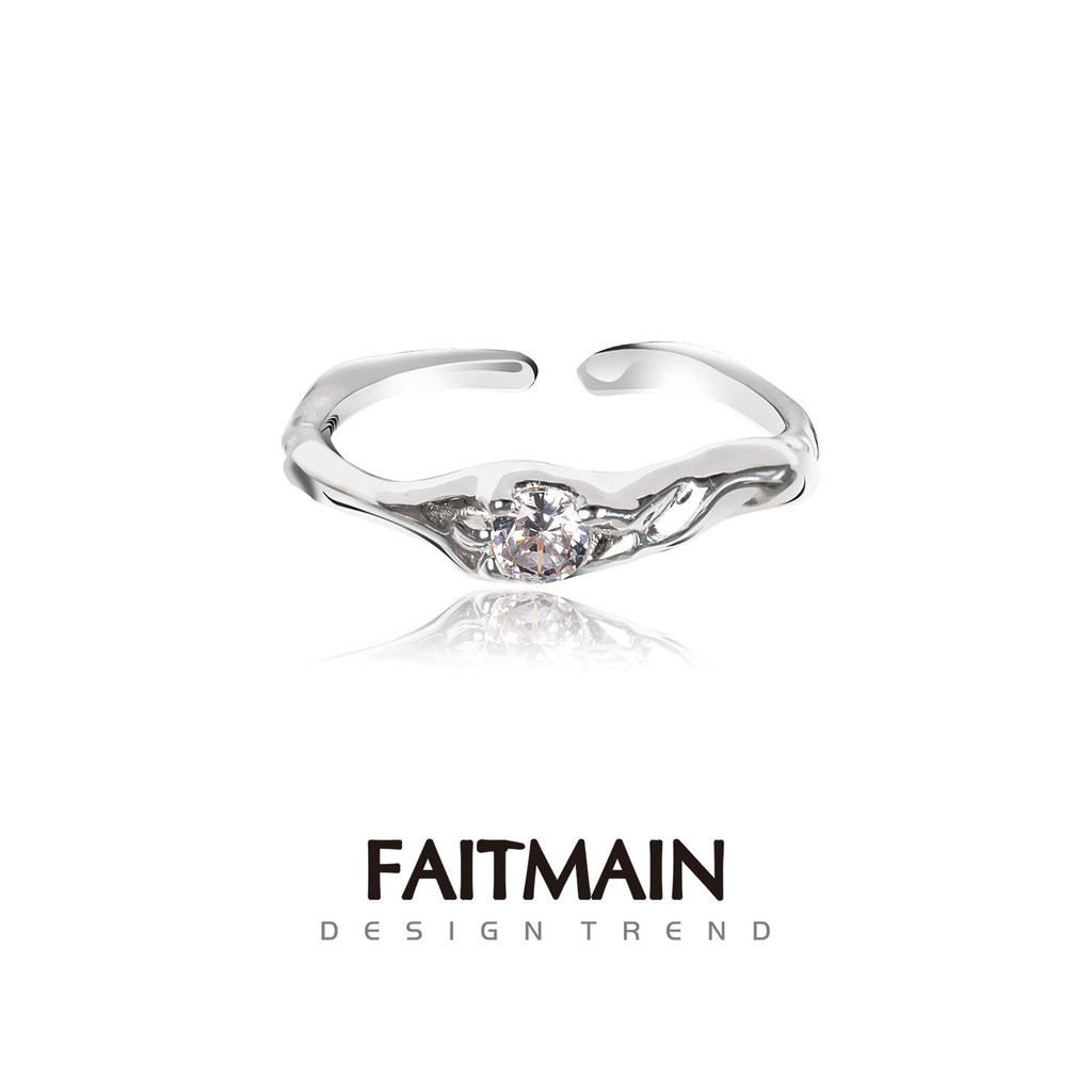 nhẫn bạc nữ nhẫn bạc nữ thật Nhẫn Zircon nữ bằng bạc không đều FAITMAIN